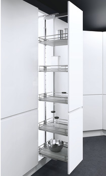 Pull Out Larder Unit Premea Grey Solid Base Wire Baskets VS TAL Larder For cabinet width 300 mm installed height 1200-1450 mm 4 baskets included