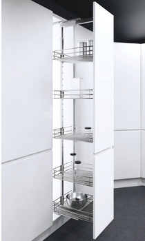 Pull Out Larder Unit Saphir Mesh Chrome Wire Baskets VS TAL Larder For cabinet width 300 mm installed height 1200-1450 mm 4 baskets included