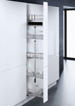 Pull Out Unit with Storage Baskets for 150 mm Cabinet VS TAL WIRO Broom with baskets and broom suspension Left hand