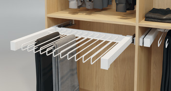 Pull Out Trouser Rack Häfele Dresscode For side panel thickness 16 mm For 13 pairs of trousers width B 826 mm for cabinet width 900 mm traffic white RAL 9016 - view 2