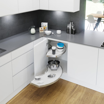 Pull Out Shelving Unit White Base with Chrome Rail Shelves Vauth-Sagel Cornerstone® Swing For cabinet width 800 mm for door width 400 mm