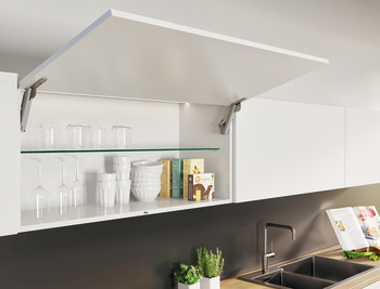 Single Door Flap Fitting Complete Set Free Space 1.8 Push 90° or 107° opening angle Model D pto light grey - view 2