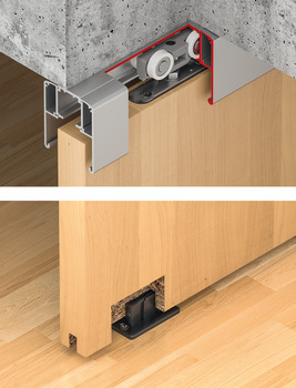 Fitting Set for 1 Door for Sliding Interior Doors Slido D-Line11 120-O Top hung system With soft and self closing mechanism on both sides