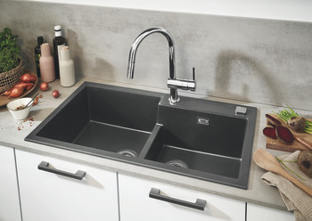Mixer Tap Single Lever Pull Out Spray C-Spout Grohe Vento Polished chrome Grohe model 30 438 000 - view 3