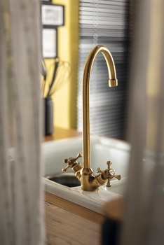 Mixer Tap Dual Lever C-Spout Abode Burford Antique brass - AT2172 - view 2