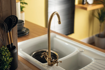 Mixer Tap Dual Lever C-Spout Abode Burford Antique brass - AT2172 - view 3