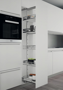 Larder Unit Complete Set Centre Mounting Height Adjustable For cabinet width 300 mm basket width 230 mm chrome/white base