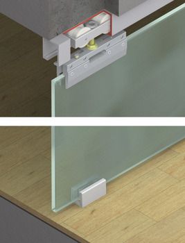 Fitting Set for Sliding Glass Interior Doors Hawa-Junior 80/GS Top hung system For 1 door