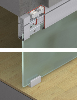 Fitting Set for Sliding Glass Interior Doors Hawa-Junior 40/GL Top hung system For 1 door
