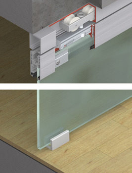 Fitting Set for Sliding Glass Interior Doors Hawa-Junior 80/GL Top hung system For 1 door