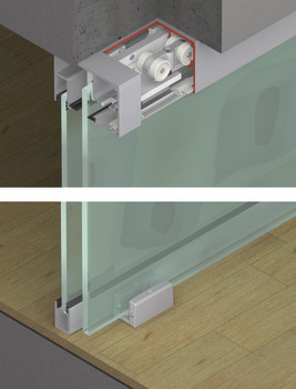 Fitting Set for Sliding Glass Interior Doors Hawa-Porta 100 GW Top hung system For 1 door