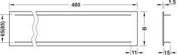 Ventilation Grille Rectangle 480x80mm Anodised Brz - view 4