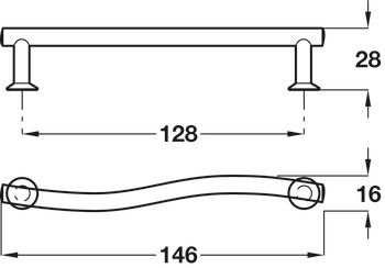 Kyle Pull Handle Zinc Alloy Matte Nickel 128mm Fixing Centres - view 2
