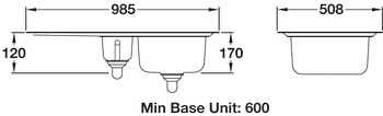 Rectangle Oakland OL9852R 1.5B Sink RHD Stainless Steel - view 2