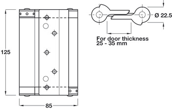 Spring Hinge Double Action 125 x 85 mm Steel Silver lacquered - view 2