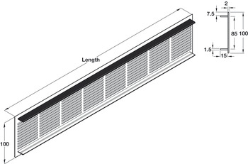 Ventilation Grille Phillips Slot 100x100mm Anodised Silver Fire Rated - view 3