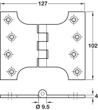 Parliament Hinge 102x127mm Brass PCP - view 2