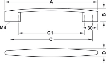 Montrose D Pull Handle Zinc Alloy PC 160mm Fixing Centres - view 3
