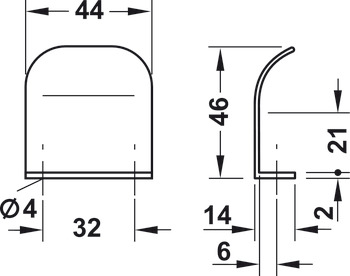 Ella Pull Handle Zinc Alloy Polished Chrome 46x14mm 32mm Fixing Centres - view 2