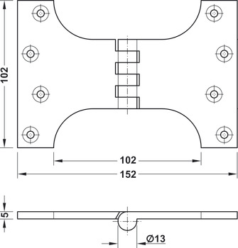 Parliament Hinge 102x152mm Brass SC - view 2