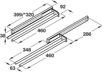 Towel Rail 2-Arm 460mm Aluminium/Plastic Silver Ano - view 3