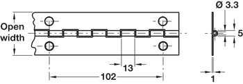 Continuous Hinge 1834 mm Length Grade 304 Stainless Steel Light duty Open width 32 mm - view 2