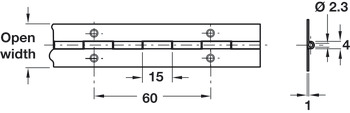 Continuous Hinge 1834 mm Length Aluminium Light duty Open width 32 mm - view 2