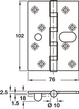 Phoenix SL Butt SHng Square 102x76mm 304 SSS - view 2