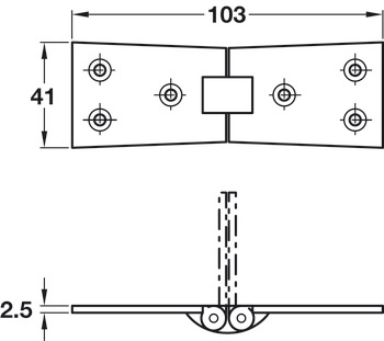 Counterflap Hinge 102x38mm Brass SC - view 2