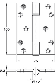 Hi-Load Butt Hinge Sqr 100x75mm Steel White - view 2