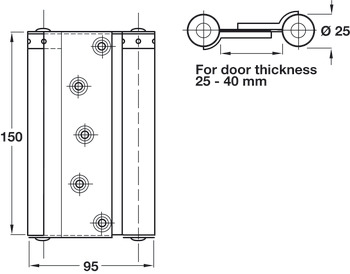 Spring Hinge Double Action 150 x 95 mm Steel Silver lacquered - view 2