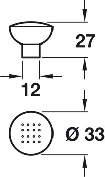 Dimple Knob Zinc Alloy PC D33x27mm - view 4