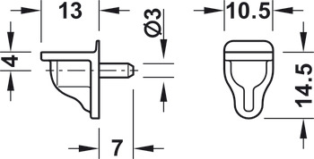 Shelf Support D3mm Plug Steel Glv/Plastic Trans - view 3
