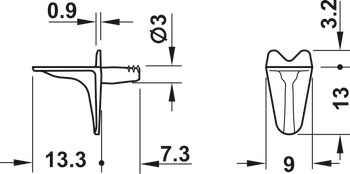 Shelf Support D3mm Plug Zinc Alloy Black - view 2
