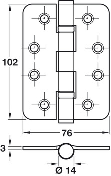 Butt Hinge BB Rad 102x76mm 201 PSS - view 2
