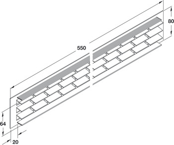 Ventilation Grille Rectangle 550x64mm Anodised M.Silver Fire Rated - view 5