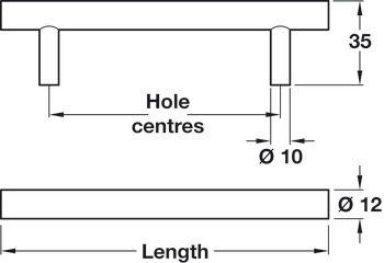 Bella Bar Handle Steel Polished Chrome D12mm 192mm Fixing Centres - view 2
