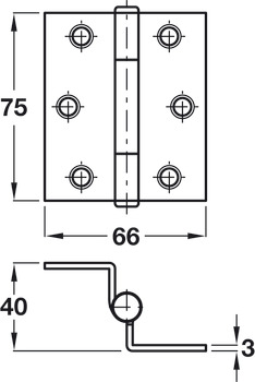 Storm Proof Cranked Hinge 75x66mm Brs SC - view 2