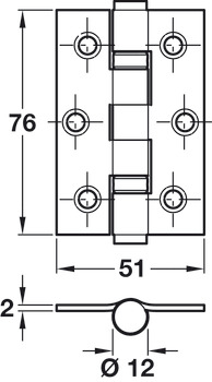 Butt Hinge BB Sqr 76x51mm 201 PSS - view 2