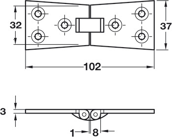 Butt Hinge Counter Flap 102 x 32 mm Brass With brass pin Polished brass - view 2