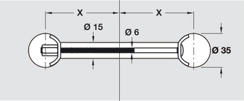 Worktop Connect Bolt D35/M6x150mm Steel Glv - view 3