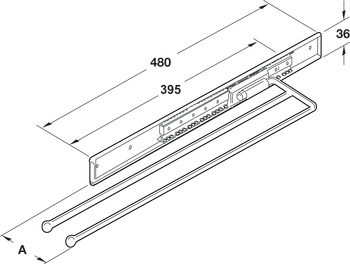 Towel Rail 3-Arm 465mm Aluminium/Plastic Silver Ano - view 3