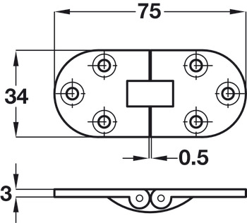 Counterflap Hinge 75x34mm Brass Polished Brass - view 2