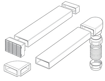 Ducting Kit Comprehensive for Hood Mounted on outside Wall Smeg SP150FLAT