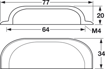Mulberry Cup Handle Brs Polished Nickel 64mm Fixing Centres - view 2
