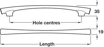 Arco Bow Handle Zinc Alloy Sat Nickel 128mm Fixing Centres - view 2