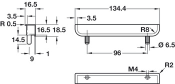 Kato Inset Handle Zinc Alloy PSS Effect/Bru 96mm Fixing Centres - view 2