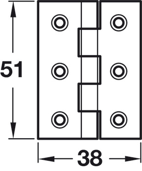 Broad Style Hinge 51x38mm Brass Self - view 2