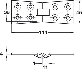 Butt Hinge Counter Flap 114 x 38 mm Brass With brass pin Polished brass - view 2