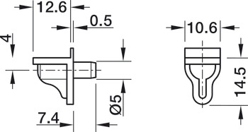 Shelf Support D5mm Plug Steel Glv/Plastic Trans - view 3